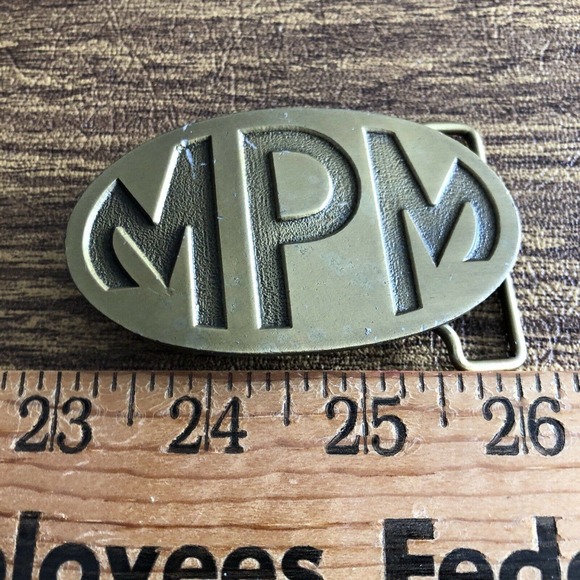 VTG MPM Hit Line USA Oval Belt Brass Tone Buckle - Picture 6 of 8